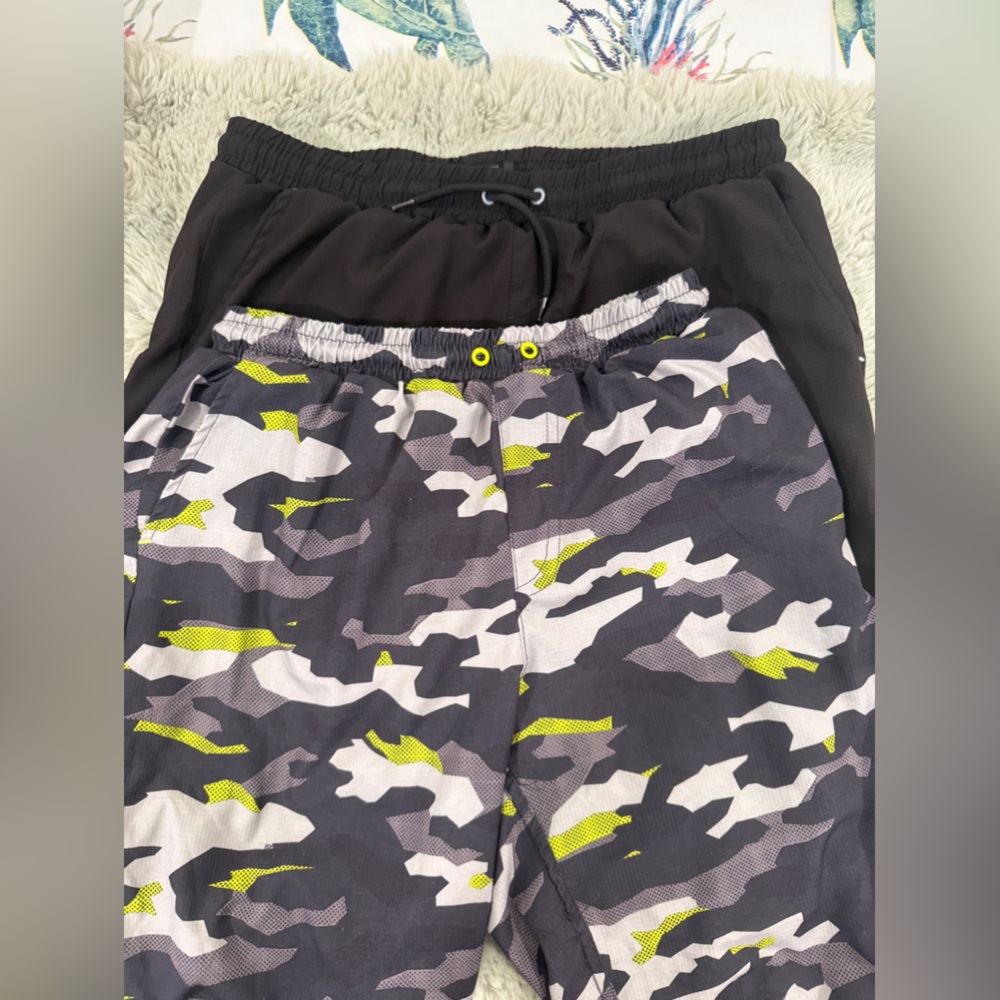 Camouflage and Black Athletic Shorts